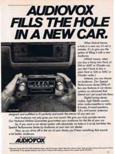 1978 Audiovox Stereo Car Radio Vintage Ad  