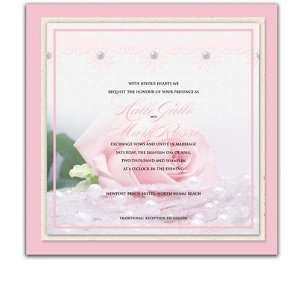  30 Square Wedding Invitations   Baby Pink n Pearls 