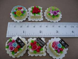 Set of 6 Mix Vanilla Cakes Handmade (2 cm) Dollhouse Miniatures Food 
