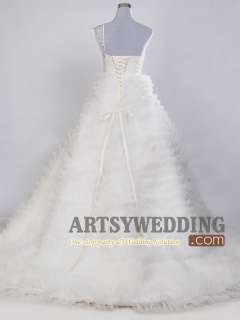 Rhinestone One Shoulder Surplice Satin Wedding Dress/Gown Size2 4 6 