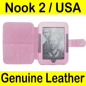 Barnes Noble Nook 2 2nd Genuine Leather Case Cover PINK  