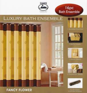 16pc Bathroom Set Shower Curtain Hooks Bath Towel Hand Towel Wash 