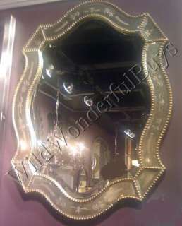 VENETIAN Bathroom WALL MIRROR Oval Silver Gold Accents Ornate Queen 