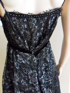 387 BCBG MAX AZRIA GUNMETAL OMBRE LACE MINI DRESS M  