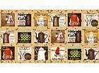 Daily Grind Coffee Pot Espresso Latte PANEL Novelty Fabric Quilting 