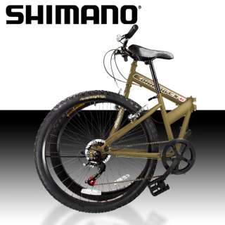 NEW 26 Folding Shimano Mountain Bike Bicycle Foldable 6 Speed Gold 