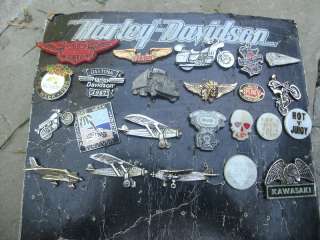 19 vintage harley davidson pin biker motorcycle big lot cast button 
