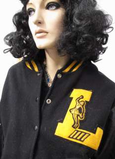 Vtg 50s Letterman CHEERLEADER Leather Sleeve Jacket M  