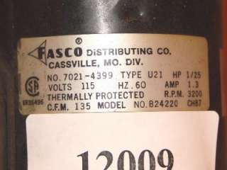 Fasco Centrifugal Blower B24220, 1/25 Hp, #12009  