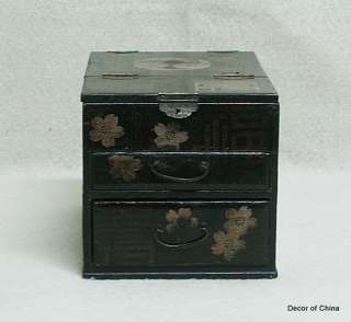 Unique Chinese Antique Black Painted Jewelry Box H12 16  
