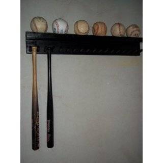 Solid Wood Baseball Mini Size Bat Rack up to 17 Bats 6 Balls Black 