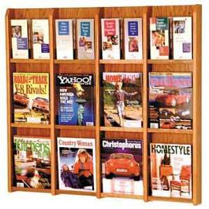   12 Magazine or 24 Brochure Oak and Acrylic Wall Rack