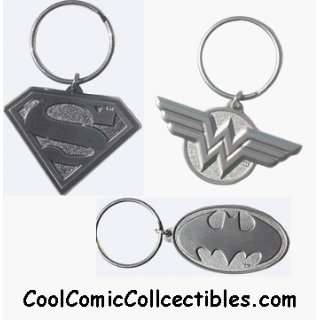  Batman, Superman & Wonder Woman Pewter Key Rings Toys 