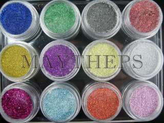 12 Mix Colors Acrylic Nail Powder with **Glitter Dust**  