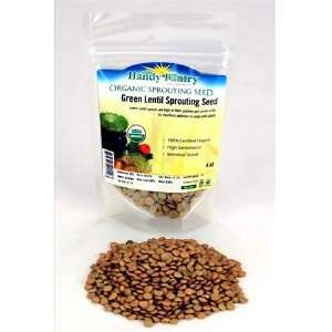 Organic Dried Green Lentil Sprouting Seed 1/4 Lb. (4 Oz.) of Dry 