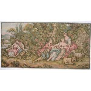  Italian Men and Woman with Cherubs Outdoors Tapestry