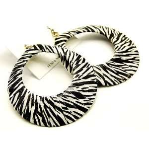    Wild Animal Safari Zebra Print Large Hoop Earrings 