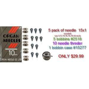   Needles (Assorted Size) +Bobbin Case + 5 Bobbins + 10 Needle Threader