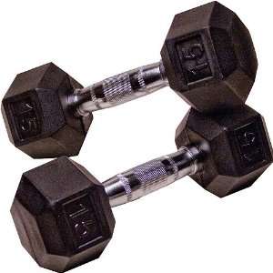  Body Solid Rubber Coated Dumbbells 15lb   Pair Sports 