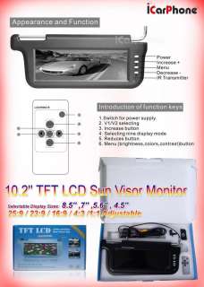 10.2 Auto SUN VISOR MONITOR TFT LCD monitor Car video Car Audio 