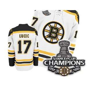  Champions Patch Boston Bruins #17 Milan Lucic White Hockey 