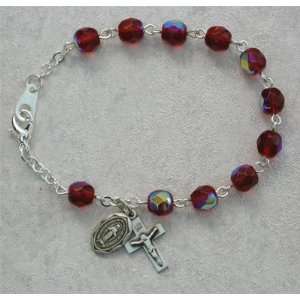   Silver Youth Girls Rosary Bracelet Garnet January Birthstone. Jewelry
