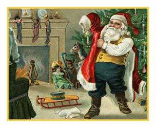 Victorian Christmas Santa Claus #8 Counted Cross Stitch Chart  