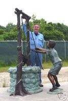 Bronze Child Boy Wishing Well Water Statue Sculpture  