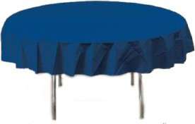 Navy Blue Plastic Round Tablecloth 82  