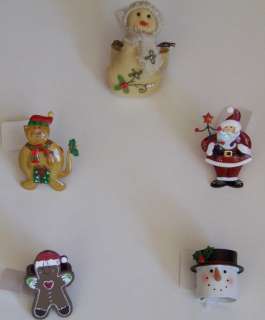 Christmas Holiday Napkin Rings 5 Styles Snowman Gingerbread Man Santa 