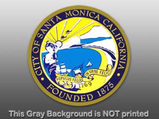 Round Santa Monica City Seal Sticker  decal beach CA US  