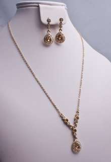 NWT CHARTER CLUB Gold Citrine Necklace & Earrings Set  
