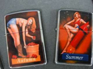 VINTAGE ZIPPO 1996 PINUP GIRLS 4 CIGARETTE LIGHTERS BOXED SET #44 