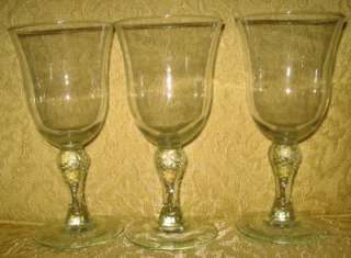 CLEAR BOWL GLASS WINE/WATER GOBLETS BALL STEM  