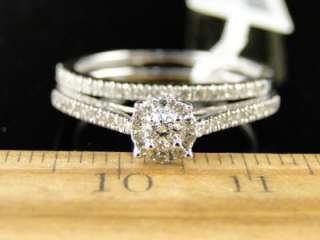   LADIES CLUSTER BRIDAL ENGAGEMENT WEDDING BAND DIAMOND RING SET  