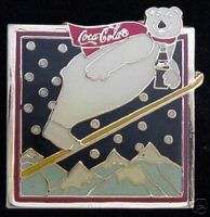 Coca Cola Pin ~ Polar Bear ~ Ski Jump ~ 1994 Olympics  