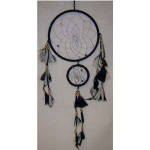  Black Beaded Dream Catcher with Feathers Native American 