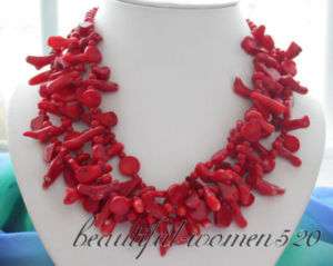 4row 18 bead taper branch red coral NECKLACE  