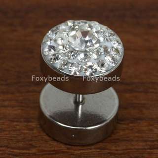 1PC Czech Crystal Stainless Steel Stud Earring @White  