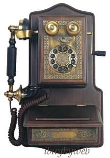 Paramount antique wooden wall phone Rotary dialing in push button 