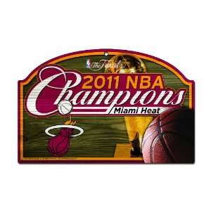  NBA Miami Heat 2011 World Champions 11 by 17 Wood Sign 