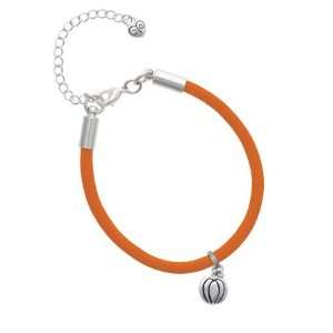   Small Silver Pumpkin Charm on an Orange Malibu Charm Bracelet Jewelry
