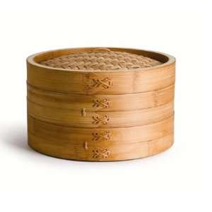  Iron Chef 10 Inch Burnished Bamboo Steamer Kitchen 