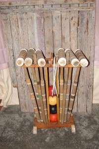 Vtg/Antique Nice Wood Croquet Lawn Game Set  