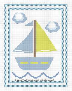   Baby Nautical Counted Cross Stitch Pattern Chart *EASY*  