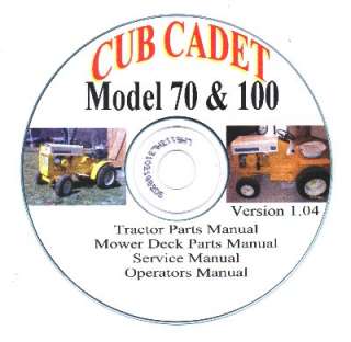 Cub Cadet Model 70 100 Parts Service & Owner Manuals CD  