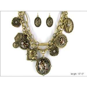  Gold Tone Chunky Necklace of Oversized filigree and 