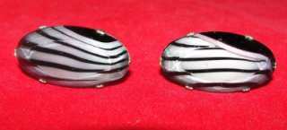   Large 1.25 Oval Purple Black Zebra Stripe Lucite Cufflinks  