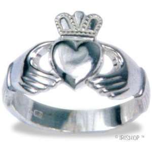    Ladies Sterling Silver Puffed Heart Claddagh Ring 