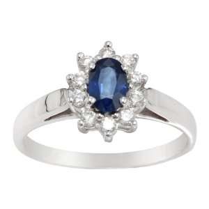   White Gold Blue Kanchanaburi Sapphire & Diamond Cluster Ring Jewelry